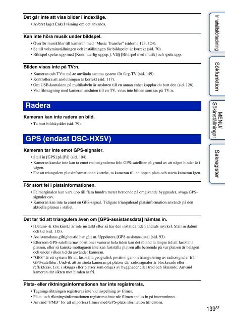 Sony DSC-HX5V - DSC-HX5V Istruzioni per l'uso Svedese