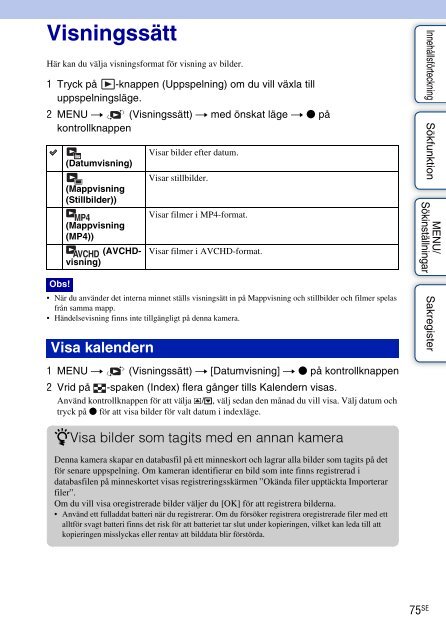 Sony DSC-HX5V - DSC-HX5V Istruzioni per l'uso Svedese