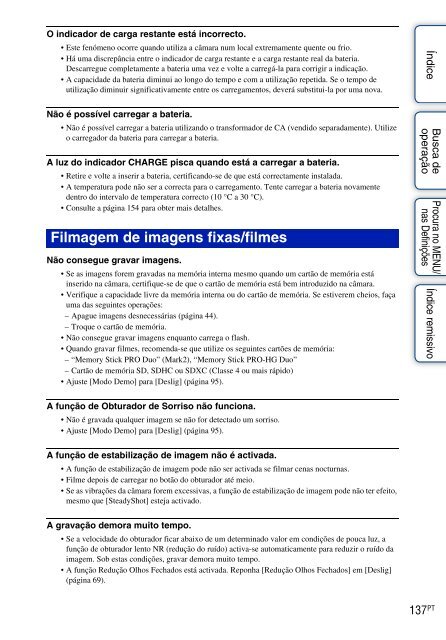 Sony DSC-HX5V - DSC-HX5V Istruzioni per l'uso Portoghese