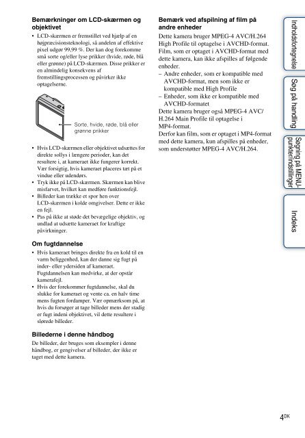 Sony DSC-HX5V - DSC-HX5V Istruzioni per l'uso Danese