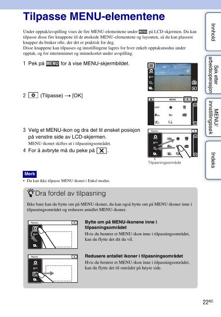 Sony DSC-TX7 - DSC-TX7 Istruzioni per l'uso Norvegese