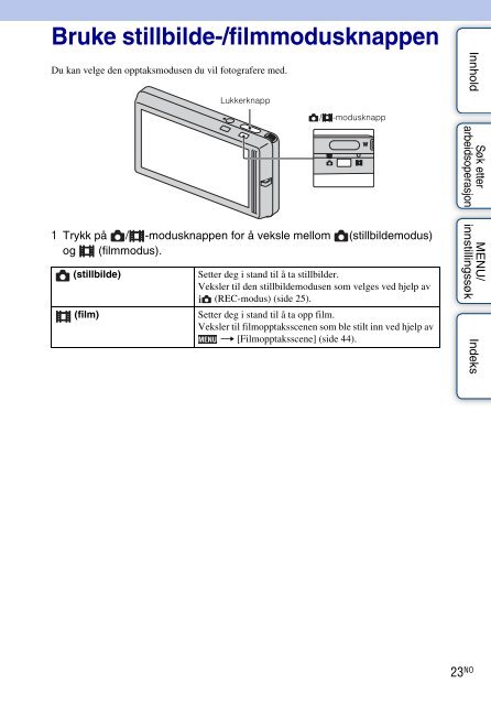 Sony DSC-TX7 - DSC-TX7 Istruzioni per l'uso Norvegese