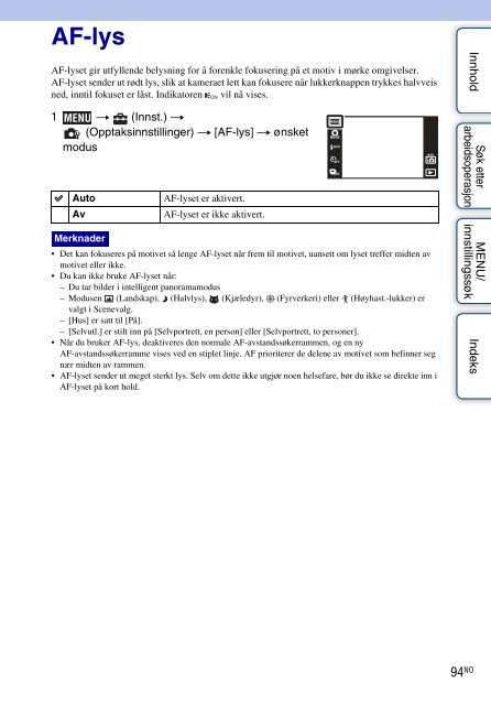 Sony DSC-TX7 - DSC-TX7 Istruzioni per l'uso Norvegese