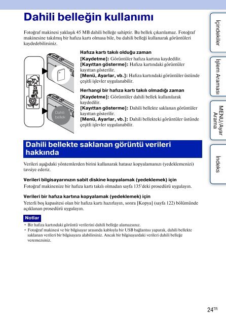 Sony DSC-TX7 - DSC-TX7 Istruzioni per l'uso Turco