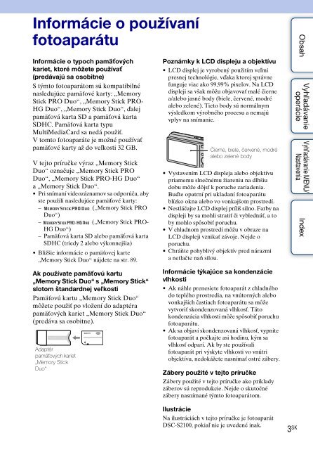 Sony DSC-S1900 - DSC-S1900 Istruzioni per l'uso Slovacco