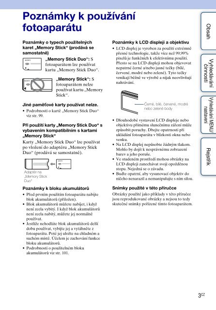 Sony DSC-W190 - DSC-W190 Istruzioni per l'uso Ceco