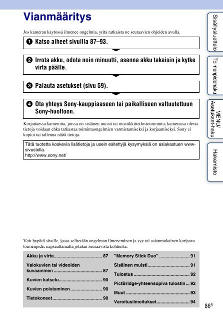 Sony DSC-W190 - DSC-W190 Istruzioni per l'uso Finlandese