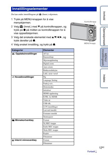 Sony DSC-W370 - DSC-W370 Istruzioni per l'uso Norvegese