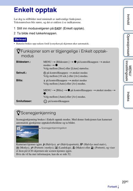 Sony DSC-W370 - DSC-W370 Istruzioni per l'uso Norvegese