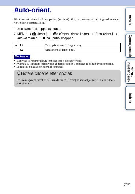 Sony DSC-W370 - DSC-W370 Istruzioni per l'uso Norvegese