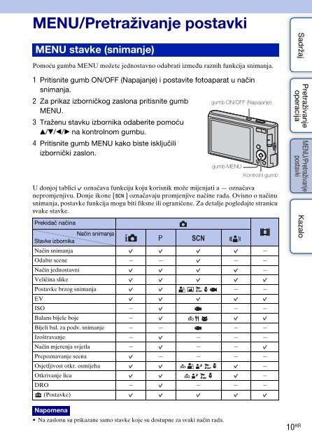 Sony DSC-W320 - DSC-W320 Istruzioni per l'uso Croato