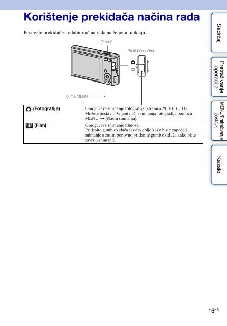 Sony DSC-W320 - DSC-W320 Istruzioni per l'uso Croato