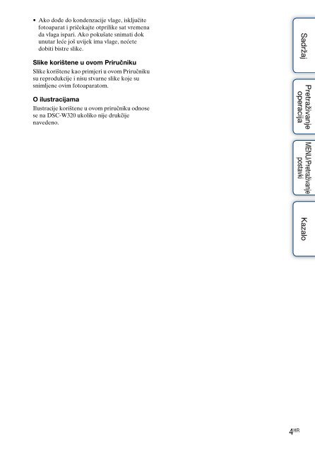 Sony DSC-W320 - DSC-W320 Istruzioni per l'uso Croato