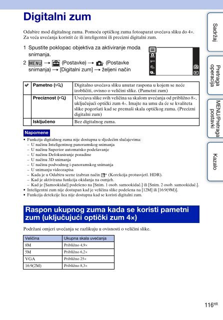 Sony DSC-TX9 - DSC-TX9 Istruzioni per l'uso Croato