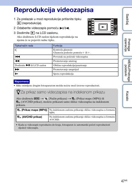 Sony DSC-TX9 - DSC-TX9 Istruzioni per l'uso Croato