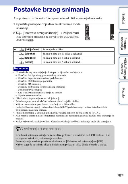 Sony DSC-TX9 - DSC-TX9 Istruzioni per l'uso Croato