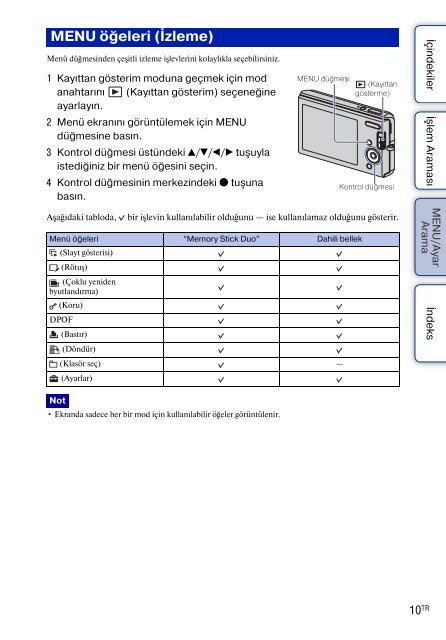Sony DSC-W190 - DSC-W190 Istruzioni per l'uso Turco