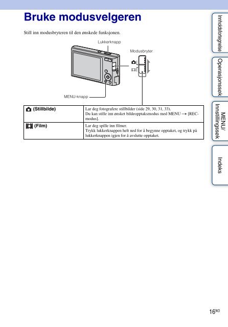 Sony DSC-W320 - DSC-W320 Istruzioni per l'uso Norvegese