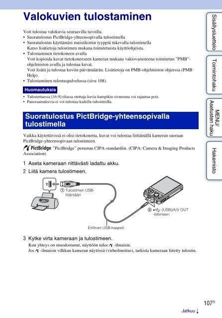 Sony DSC-W370 - DSC-W370 Istruzioni per l'uso Finlandese