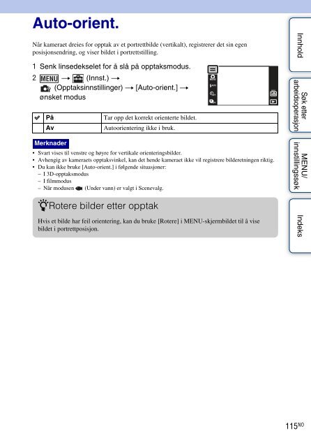 Sony DSC-TX9 - DSC-TX9 Istruzioni per l'uso Norvegese