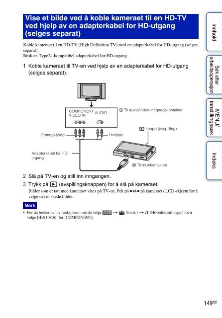 Sony DSC-TX9 - DSC-TX9 Istruzioni per l'uso Norvegese