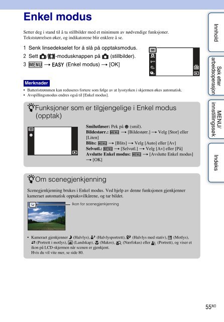 Sony DSC-TX9 - DSC-TX9 Istruzioni per l'uso Norvegese