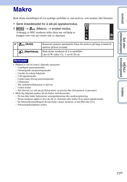 Sony DSC-TX9 - DSC-TX9 Istruzioni per l'uso Norvegese