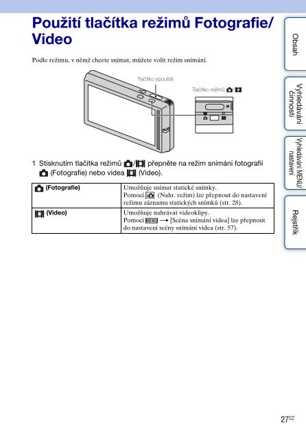 Sony DSC-TX9 - DSC-TX9 Istruzioni per l'uso Ceco