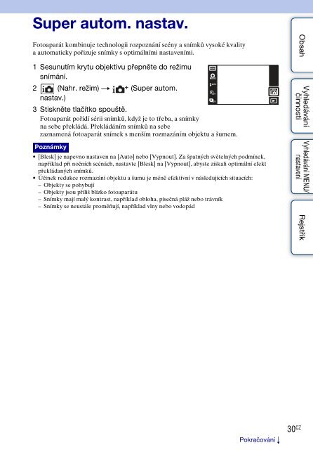 Sony DSC-TX9 - DSC-TX9 Istruzioni per l'uso Ceco