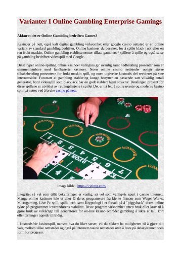 Varianter i Online Gambling enterprise gamings