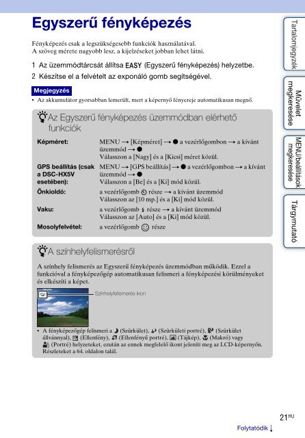 Sony DSC-HX5 - DSC-HX5 Istruzioni per l'uso Ungherese