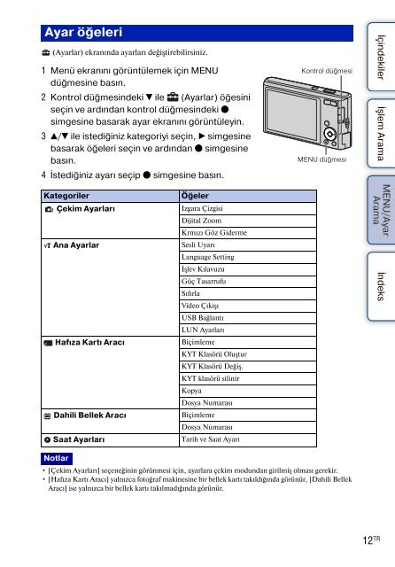 Sony DSC-W320 - DSC-W320 Istruzioni per l'uso Turco