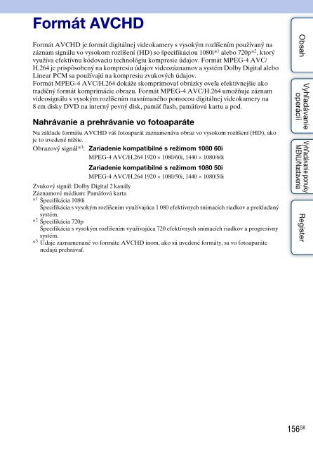 Sony DSC-HX5 - DSC-HX5 Istruzioni per l'uso Slovacco