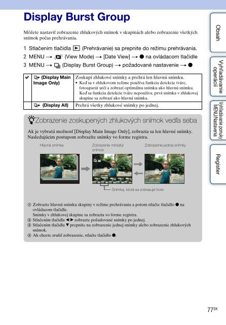 Sony DSC-HX5 - DSC-HX5 Istruzioni per l'uso Slovacco