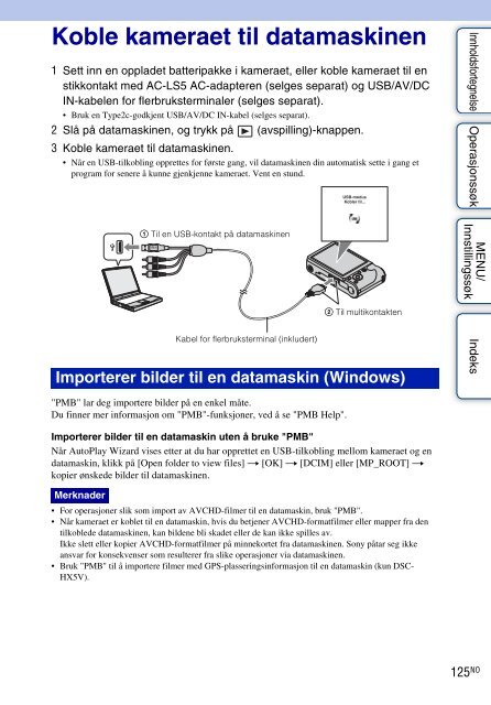 Sony DSC-HX5 - DSC-HX5 Istruzioni per l'uso Norvegese