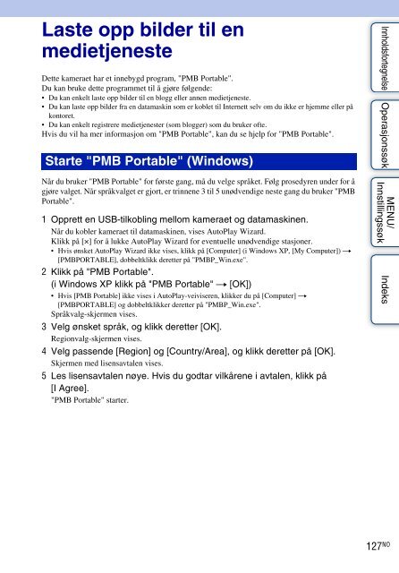 Sony DSC-HX5 - DSC-HX5 Istruzioni per l'uso Norvegese