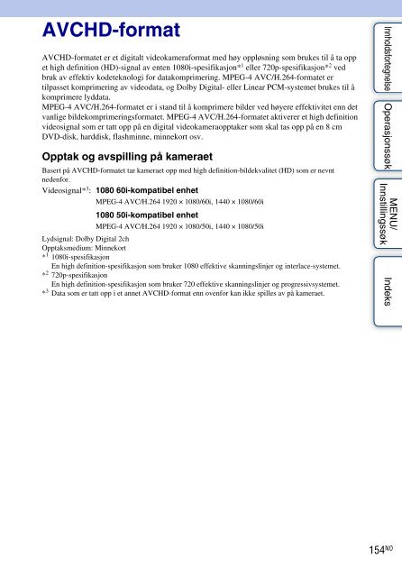 Sony DSC-HX5 - DSC-HX5 Istruzioni per l'uso Norvegese