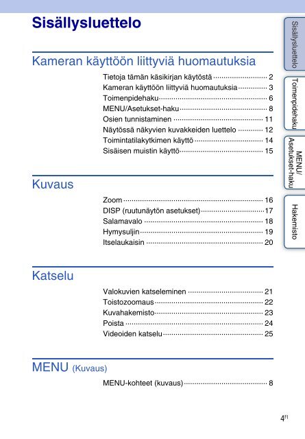Sony DSC-S2100 - DSC-S2100 Istruzioni per l'uso Finlandese