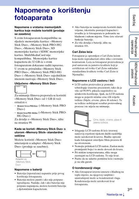 Sony DSC-W330 - DSC-W330 Istruzioni per l'uso Croato