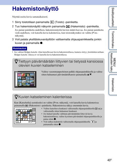 Sony DSC-W380 - DSC-W380 Istruzioni per l'uso Finlandese