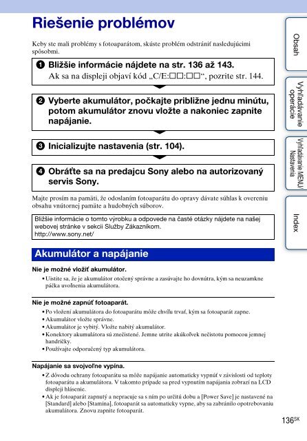 Sony DSC-T99D - DSC-T99D Istruzioni per l'uso Slovacco