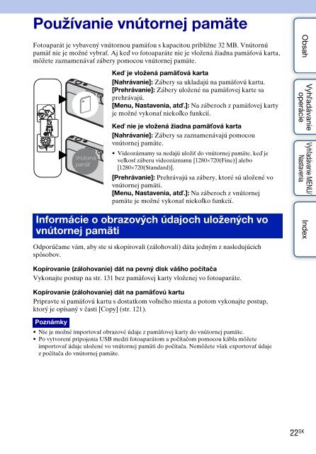 Sony DSC-T99D - DSC-T99D Istruzioni per l'uso Slovacco