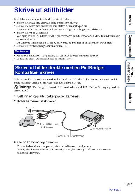 Sony DSC-W380 - DSC-W380 Istruzioni per l'uso Norvegese