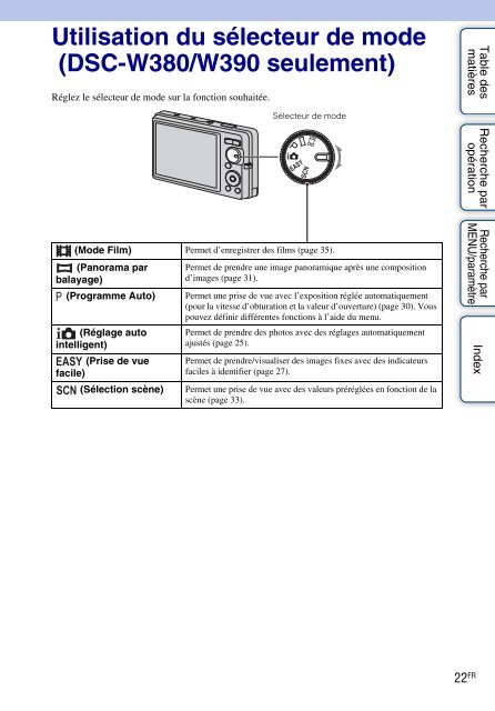 Sony DSC-W380 - DSC-W380 Istruzioni per l'uso Francese