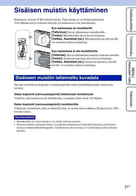 Sony DSC-W380 - DSC-W380 Istruzioni per l'uso Finlandese