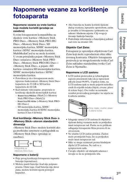 Sony DSC-TX5 - DSC-TX5 Istruzioni per l'uso Croato
