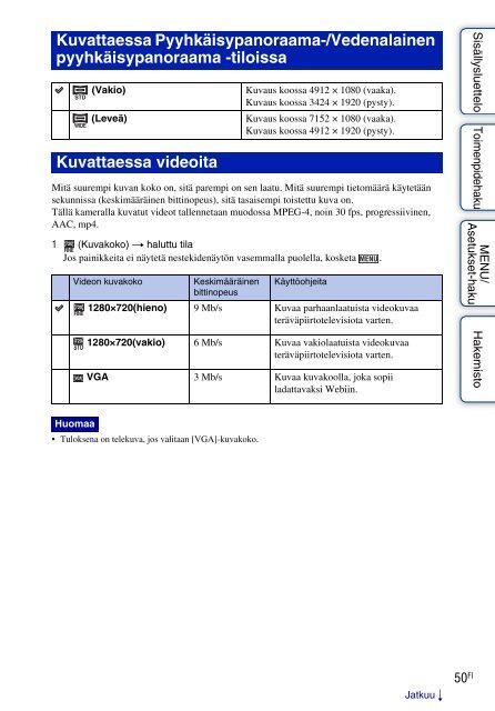 Sony DSC-T99D - DSC-T99D Istruzioni per l'uso Finlandese