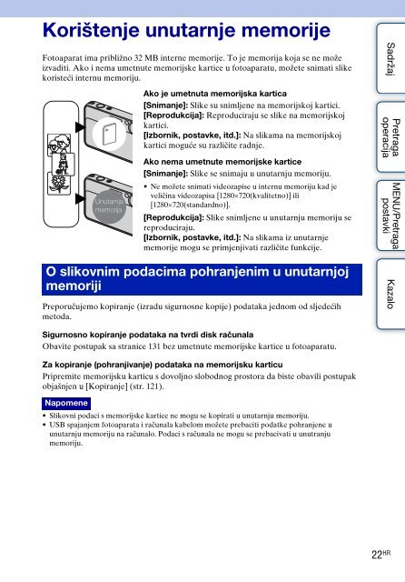 Sony DSC-T99D - DSC-T99D Istruzioni per l'uso Croato