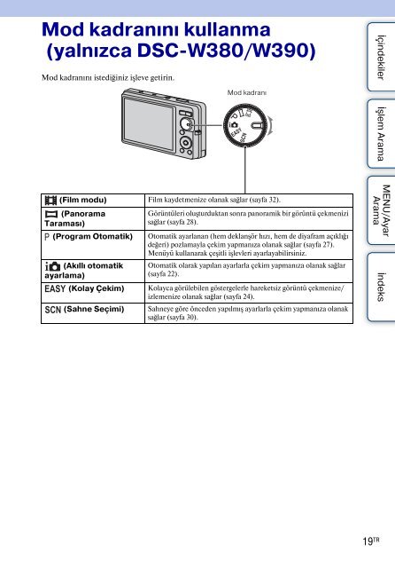 Sony DSC-W380 - DSC-W380 Istruzioni per l'uso Turco