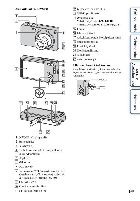 Sony DSC-W350 - DSC-W350 Istruzioni per l'uso Finlandese